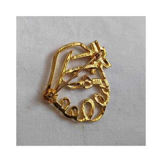 Vintage Goldtone Santa Claus Christmas Brooch - image 4