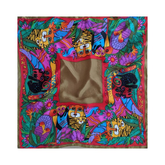 Vintage Laurel Burch Silk Neck Scarf - image 3