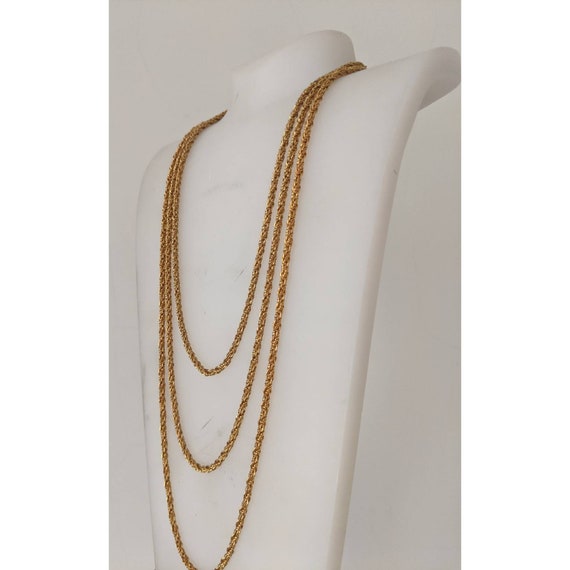 Vintage 3 Tier Goldtone Chain Necklace - image 2