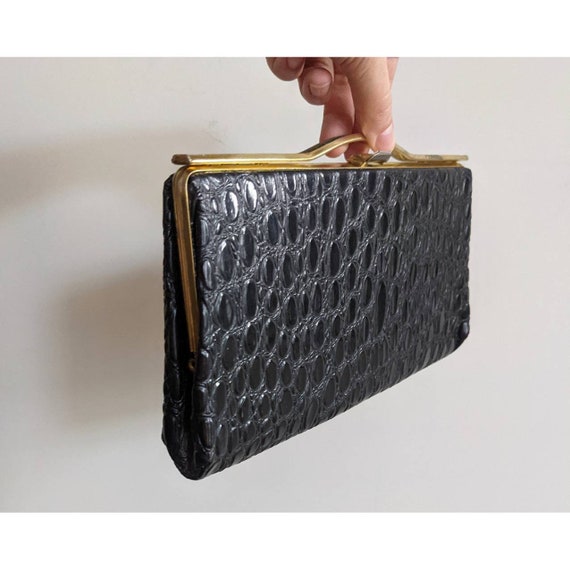 Vintage Black Leather Clutch - image 2