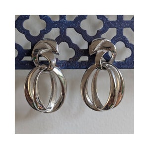 Vintage Givenchy Double Hoop Silvertone Earrings