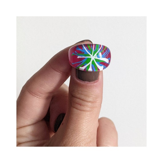 Vintage Colorful Lucite Statement Ring - image 3