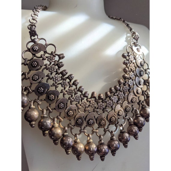 Vintage Silver Beaded Charm Necklace - image 8