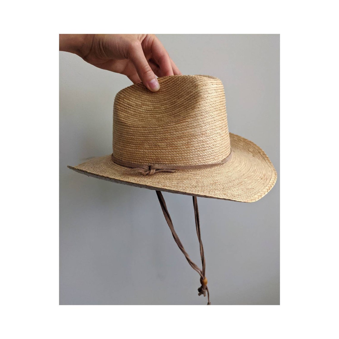 Vintage Straw Cowboy Hat W/ Adjustable Strap Etsy