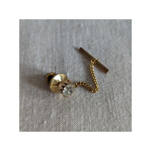 Vintage Clear Rhinestone Lapel // Tie Tack
