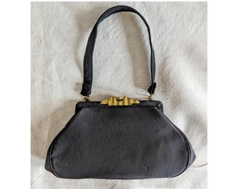 Vintage Top Handle Black Purse w/ Clasp