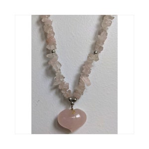 Vintage Rose Quartz Heart Pendant Necklace