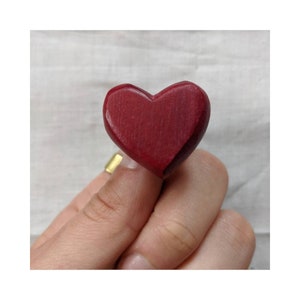 Vintage Wooden Red Heart Pin