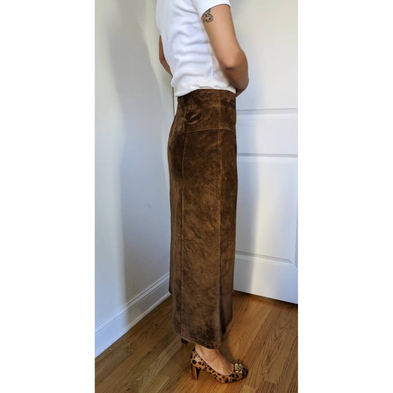 Vintage Brown Seude Leather Skirt - image 2