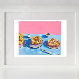 8.5 by 11 Art Print, Wall Decor, Pink Waffles Still Life