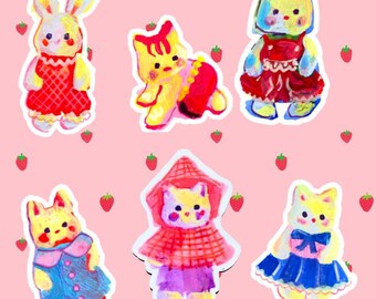 Cottage Critters Sticker: Calico Critter Inspired, Waterproof, Journaling