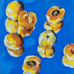 Original Gouache and Casein Painting, Peaches