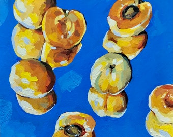 Original Gouache and Casein Painting, Peaches