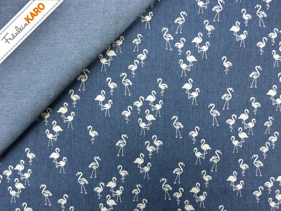 Jean Fabric Flammingos Elasthan Denim Jeans Base Etsy