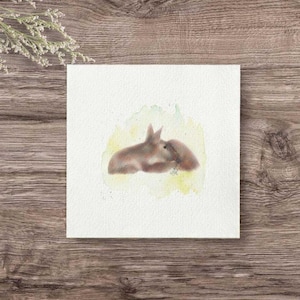 REH, Miniatur Mini-Bild Waldtiere, Kunstdruck auf Büttenpapier, Wandbild nach handgemaltem original Aquarell-Bild im minimalistischen Stil
