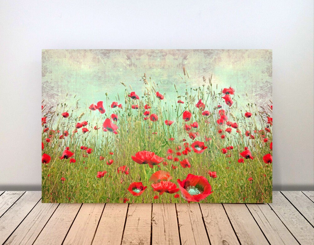 MOHNBLUMEN Blumenbild auf Holz Leinwandbild Kunstdruck | Etsy