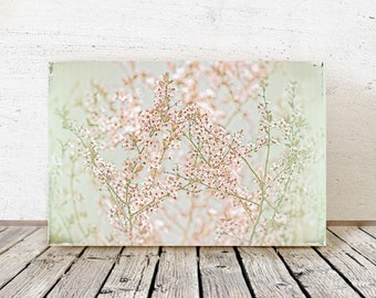 Flowers BAUMBLÜTE IN PASTELL Blumenbild auf Holz, Leinwand Kunstdruck Frühling Kirschblüten Wanddeko Bild Romantisch Landhausstil ShabbyChic