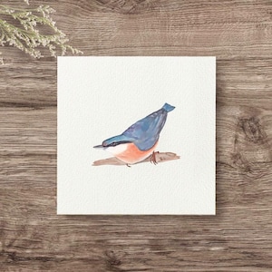 Miniatur, KLEIBER, Kunstdruck Giclèedruck, Geschenk Wandbild Flügeltiere Reproduktion von einem handgemaltem Aquarell im minimalistisch Stil