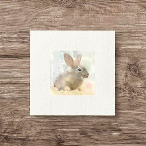 Miniatur, HASE, Kunstdruck auf Büttenpapier, Wandbild Haustiere nach handgemaltem Aquarell im minimalistisch skandinavischen Stil günstig