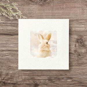 HASE Miniatur, Kunstdruck auf Büttenpapier, Wandbild Ostern Haustiere nach original Aquarell im minimalistisch skandinavischen Stil günstig