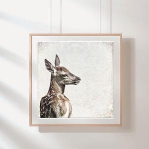 REH Waldtiere Wandbild auf Holz Leinwandbild Kunstdruck, sephia, Geschenk Wanddeko im Landhausstil Shabby Chic Vintage Style günstig kaufen
