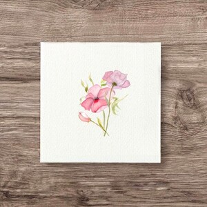 Miniaturbild, ROTE BLÜTEN, Kunstdruck Giclèedruck, Wandbild Blumen nach handgemaltem Aquarell im minimalistisch skandinavischen Stil günstig