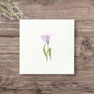 Miniatur, BLUMEN TRANSPARENT, Kunstdruck Giclèedruck, Wandbild Blumen nach handgemaltem Aquarell im minimalistisch skandinavischen Stil