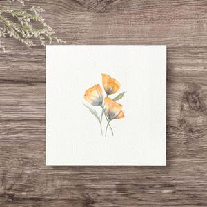 Miniatur, GELBER MOHN, Kunstdruck Giclèedruck, Geschenkidee Wandbild Mini Blumen nach handgemaltem Aquarell im minimalistischen Stil günstig