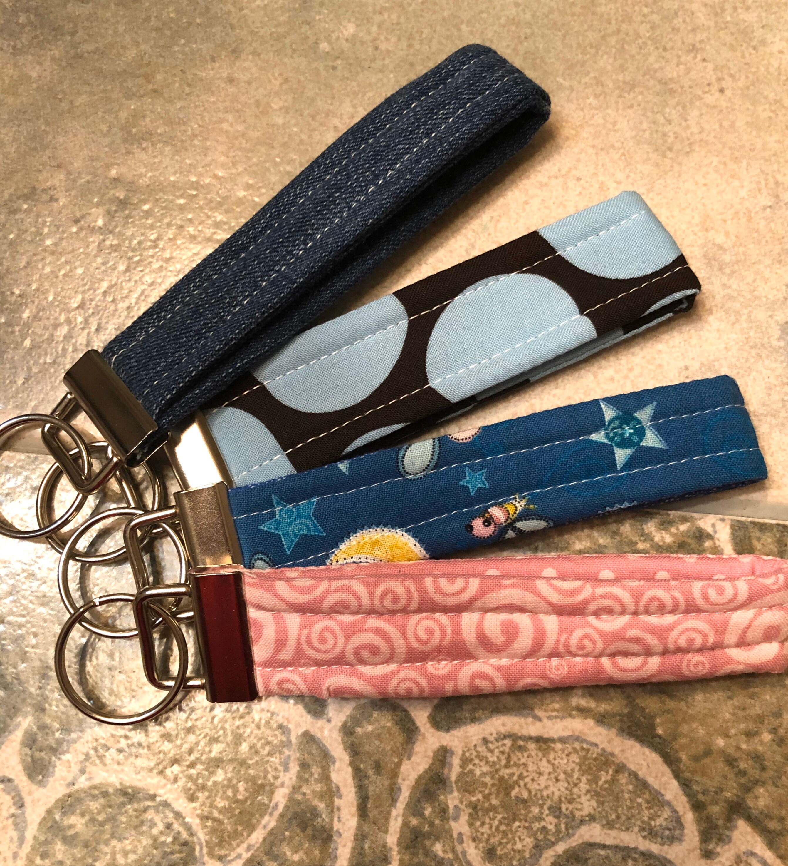 Handsewn silver keychain wristlet Etsy