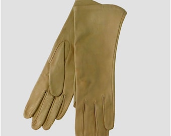 Vintage Stetson Soft Leather Gloves Cream Size 6.5 NEW