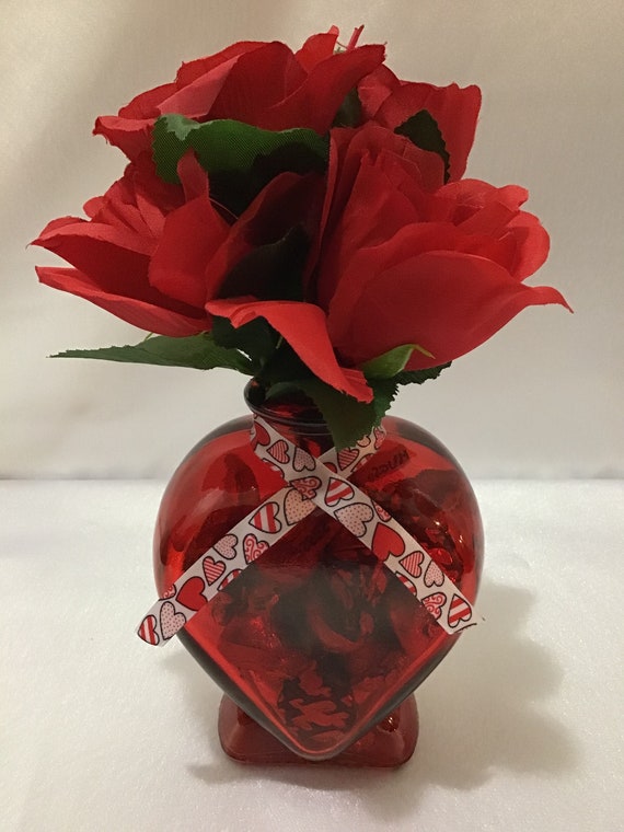 Valentines Day Heart Candy Vases Red Etsy