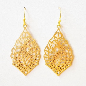 Ornamental drop earrings in oriental style, boho gold earrings, a beautiful gift for a girlfriend