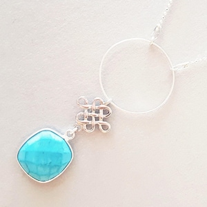 925 Silber Kette mit Türkis Anhänger, Boho Silber Edelstein Schmuck