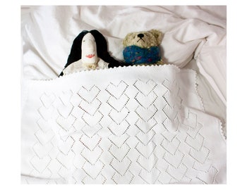 Nacimiento y bautizo - manta de bebé de algodón en color blanco puro / punto de manta de algodón