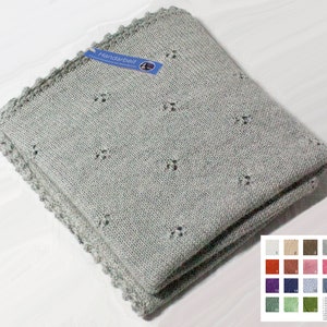 Baby blanket made of 100% baby alpaca wool with color selection, personalizable with name / baby alpaca baby blanket knit with name