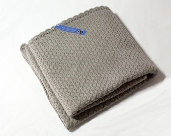 Couverture bébé légère en laine fine (mérinos) en laine gris-brun / taupe / matelas en laine mérinos