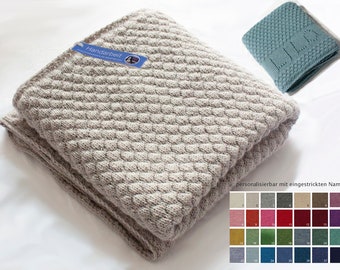 Couverture pour bébé en 100% laine d'alpaga (bébé) avec choix de couleurs, personnalisable avec nom / couverture pour bébé en alpaga bébé tricotée