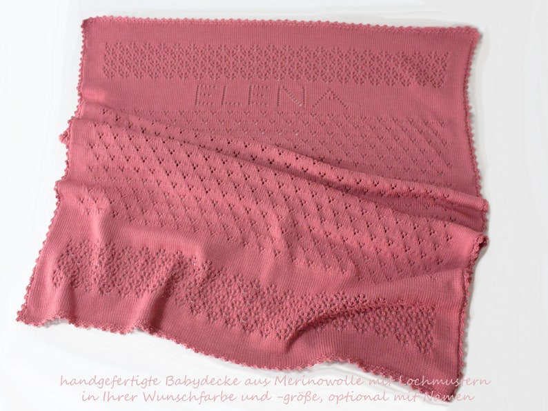 Nascita e Battesimo coperta per bebè realizzata in morbida lana merino con scelta di taglia e colore, personalizzabile con nomi 38 rose