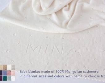 Made from 100% finest cashmere - baby blanket made from cashmere in your desired colour and size, optionally with name/ knitted cashmere wool baby blanket