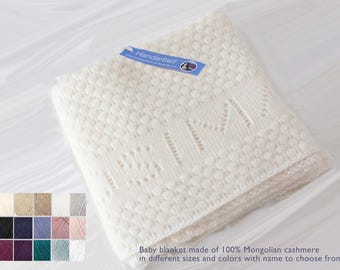 Made from 100% finest cashmere - baby blanket made from cashmere in your desired colour and size, optionally with name/ knitted cashmere wool baby blanket