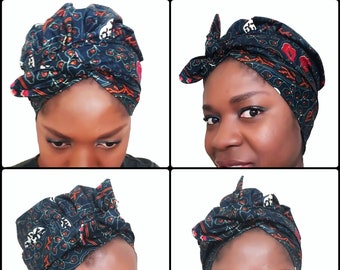 SATIN LINED TURBAN, Ankara headwrap, turban, African print headwrap, headtie, headband, head covering, baby headband, 3-in-1 Ankara bonnet