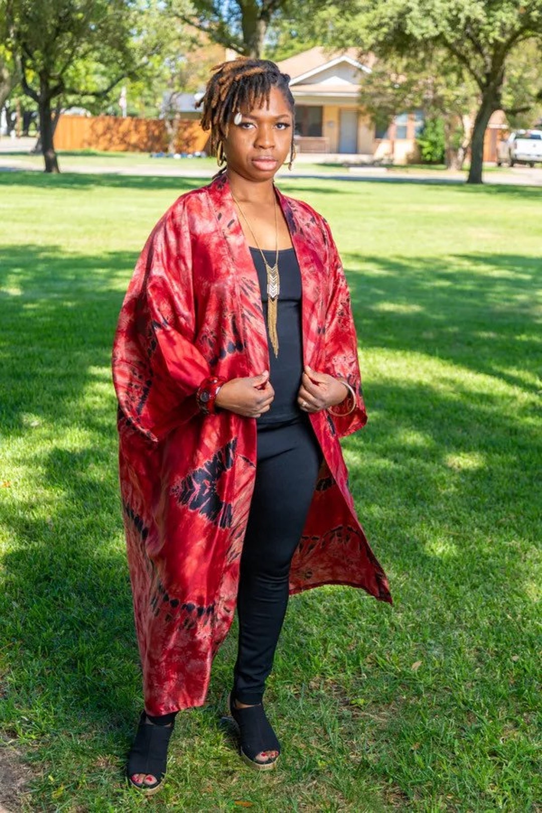 Silk Kimono Jacket, Silk Adire, Red Kimono, Kimono Jacket Silk, Kimono