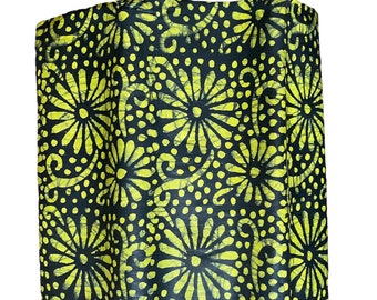 Handmade African Batik Fabric: Yellow Floral Cotton, 4.5 Yards