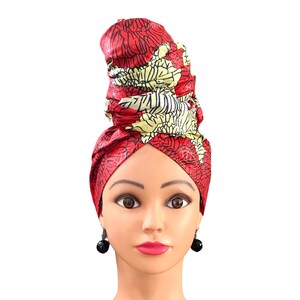 African Head-Wrap/Egg Yellow & Red Ankara Head-tie/Gifts for Her/Black women Style/Ethnic Hair Accessories/Colorful Cotton Head wraps