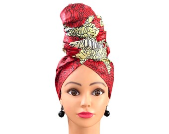 African Print Head Wrap: Egg Yellow & Red Ankara Head-tie