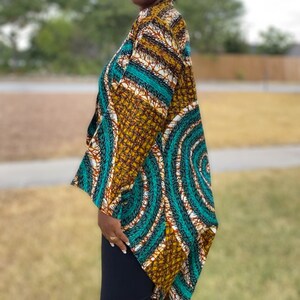 Asymmetrical African Print Kimono/Ankara High-Low Jacket/Boho Fall Outfits/African Fashion for Women/Ethnic Loose-Fit Clothes image 8