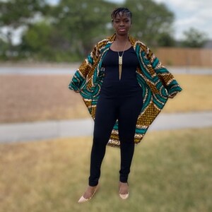 Asymmetrical African Print Kimono/Ankara High-Low Jacket/Boho Fall Outfits/African Fashion for Women/Ethnic Loose-Fit Clothes image 4