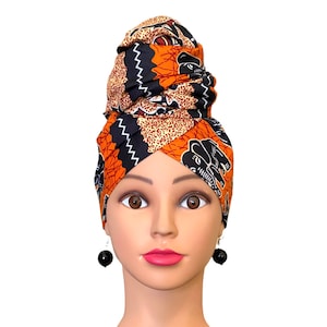 African Print Head-Wrap for Women/Ankara Head-tie/Elephant Animal Fabrics/Mother’s Day gift for black women/African drums & dancing
