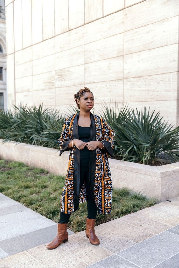 African Print Kimono: Cotton Duster With Satin Collar - Etsy