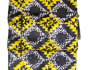 Handmade African Batik Cotton Fabric: Yellow Tie Dye, 4.5 Yards
